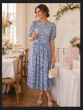 Vintage Laura Ashley Floral Dress Puff Sleeve Wedding Tea Purple Pink Medium